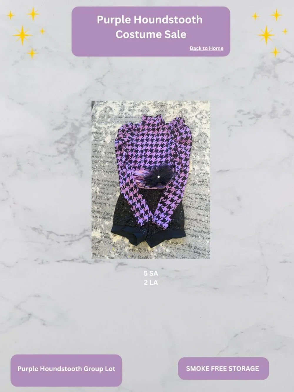 Purple Houndstooth Dance Costume Lot: 5 SA and 2 LA
